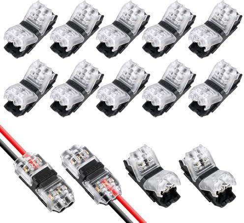 Flintronic 10 PCS Wire Connectors, Low Voltage H Tap Connectors, 2 Pin 2 Way Quick Splice Wire Connectors, Wiring Branch Connector, Without Stripping, for 18-22 AWG, LED Strip, Audio, Vehicles