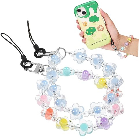 Hemobllo 2piezas Lanyard De Teléfono Abalorios Correa De Muñeca Flores Cuerda De Teléfono Colorida y Accesorio Para Móviles y Llaves Para Uso Diario y Especiales