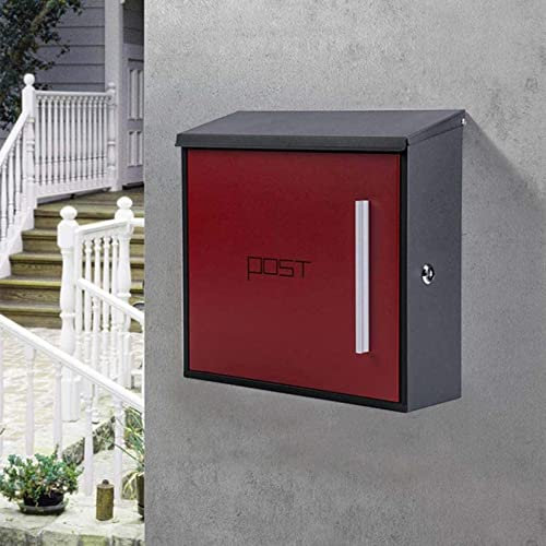 ODDAZ Buzón de Pared Correo,Buzón clásico Impermeable para Exteriores, buzón de Pared con Cerradura, buzón Postal, Puerta de Entrada, Oficina, buzón de Entrega de Paquetes, Rojo (Gris) (Rojo)