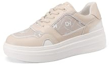 QUEEN HELENA Baskets en Cuir Véritable Baskets Platform Casual Femmes QH9004, beige, 41 EU