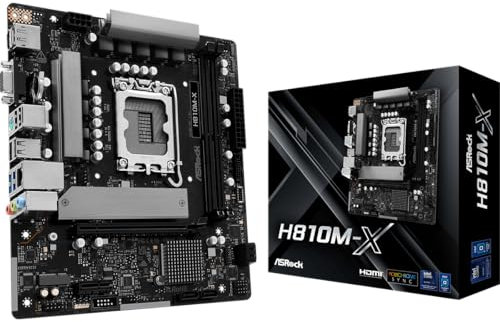 ASRock H810M-X Intel Core Ultra (Series 2) LGA1851 DDR5 up to 6400MHz M.2 Key E for WiFi 128GB SATA3 6.0 Gb/s Micro ATX Motherboard PCIe 4.0 H810 2.5G LAN USB3.2