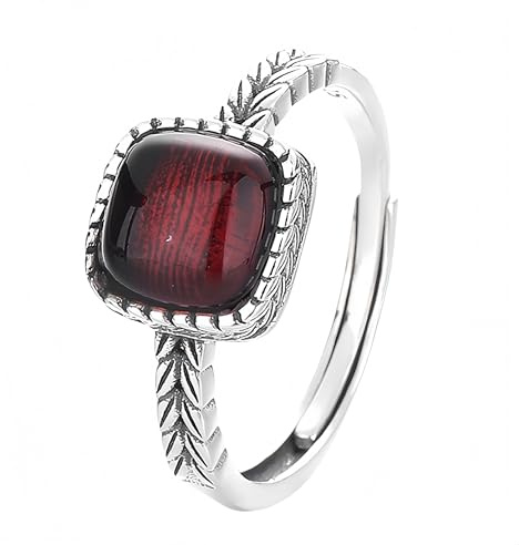 Bague Argent 925 Femme Reglablebague Vintage En Argent Et Agate Rouge Ambre Pour Femme Ajustable Anneau Torsadé En Blé Pierre Précieuse Naturelle Carrée Bijou Fait Main Avec Coffret Cadeau
