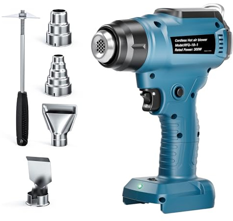 Heat Gun Cordless for Bosch 18V BAT618 Battery Hot Air Gun with 4 Nozzles, Battery Heat Gun for Welding, Bending Pipes, Colour Removal.(No Battery)