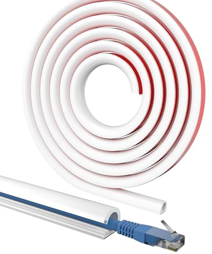 YUZHEDM 1 Mètre Goulotte Passe Cable, Cache Fil TV Mural, Cache Cable, Flexible Type D pour Système de Gestion des Cache Cable Bureau à Domicile Cachez et Protégez Les Câbles Facilement, Blanc (1M)