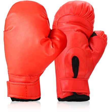 Hwtcjx Boxhandschuhe für Kinder, Junior Sparring Gloves, Boxing Gloves, Kinderboxhandschuhe, PU Boxhandschuhe, Junior Sparringhandschuhe, Altersgruppe 3-10 Jahre, Boxtraining (Rot)