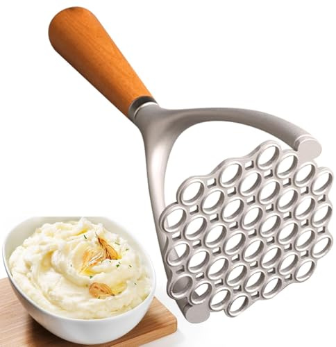 Outil de battement de viande - Presse-purée résistant à la chaleur avec poignée ergonomique - Moulin alimentaire en métal pour viande de hamburger, viande hachée de bœuf et - Presse-purée