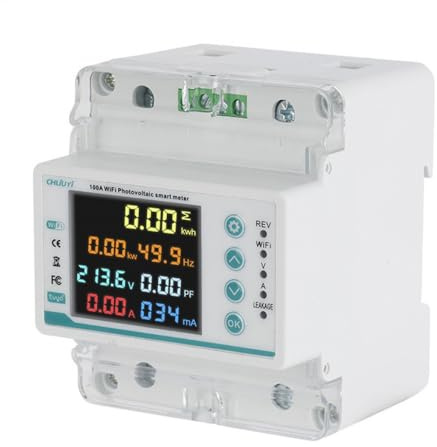 WiFi 100A Contatore di Energia Monofase Intelligente con Richiusura Automatica, Monitor di Energia Prepagata Bidirezionale, Protettore di Tensione e Corrente