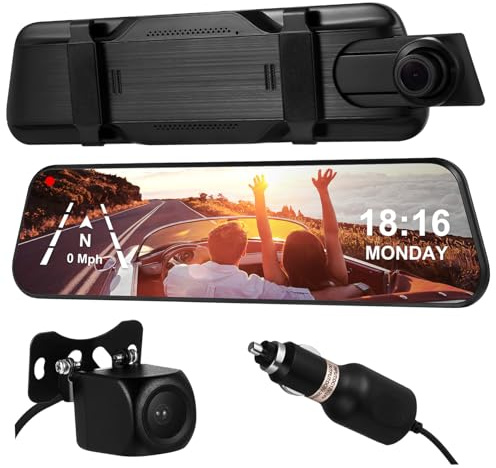 Cabilock Cámara Dash CAM Full Pantalla Táctil Retrovisor Streaming Frontal y Trasera Grabación Continua Visión Nocturna para Coche Seguridad Integral