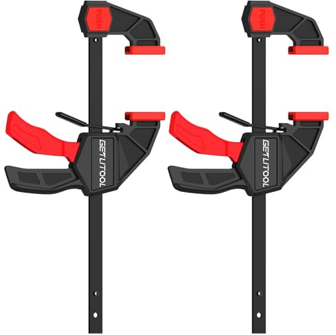 GETLITOOL Paio 6-Inch Morsetti a Barra da Falegname con Serraggio 1200N/120KG, Profondità 90mm e Apertura 150mm, 2 in 1 2X6 F-Bar a Sgancio Rapido/Spargitore Espande 19-38cm per Lavorazione Legno