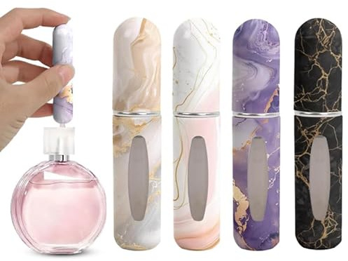 Wuneiox 4PCS Perfume Atomiser, Perfume Travel Bottle 5ml, Refillable Perfume Bottle, Portable Mini Refill Travel Perfume Atomiser for Women & Men, Leak Proof Spray Bottle, Atomiser Spray Bottle