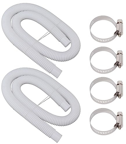 Poolslangar och klämmor Byte av poolslang med justerbar längd Lätt att installera PVC-material för 300 330 530 1000 gallon ovanjordspooler 2 slangar 4 klämmor