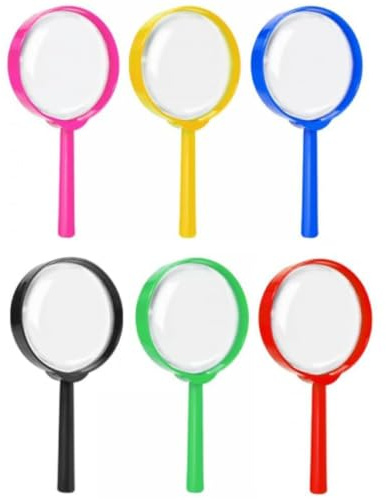6 Pcs Magnifying Glasses, 5X Colorful Portable Handheld Magnifying Glasses Magnifier Plastic Hand Lens for Children Science Class Outdoor Observation Party Fun Tool