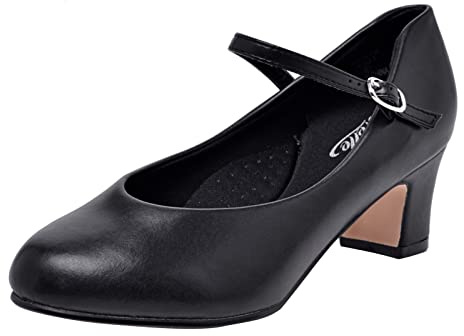 Stelle Character Shoes for Women Dance Shoes 2 Ankle Strap Dancing Heels for Ballroom Salsa Flamenco Latin Work Office Latin (2''Black,9MW)