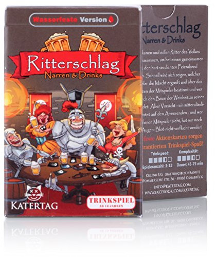 KATERTAG Trinkspiel - Ritterschlag - Narren und Drinks - Das kreativste Trinkspiel Aller Zeiten - für Erwachsene ab 18 Jahren - lustiges Partyspiel - Wasserfeste Spielkarten