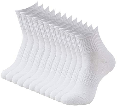 BONANGEL alzini a cuscino Uomo Cotone Calze Sportive, Calzini sportivi Low Cut da corsa, Calze Escursionismo e Trekking, Comodo e Traspirante per Uomo e donna (6 Paia-Bianco), taglia unica