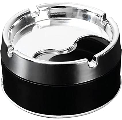 NIDONE Haushaltsaschenbecher Kreativmodellierung Aschenbecher Edelstahl PP-Material Aschenbecher tragbarer Modeaschenbecher mit drehbarem Deckel schwarz