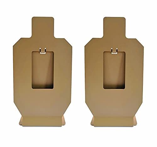 ATFLBOX Lot de 2 Cibles Métalliques à Réinitialisation Silhouette | Cibles de Tir Réactives pour Pistolets Airsoft & Armes à Billes | Support en Acier Basculant pour Entraînement