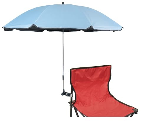 STARRY CITY Parasoll för stol med justerbar klämma, med paraplyklämma för terrassstolar, strandstolar, solstol, rullstolar, golfvagn (ljusblå)