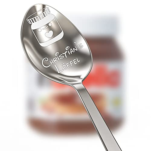 Geschenkfreude Löffel personalisiert mit Namen - langer Löffel für Schokocreme - einzigartig personalisierte Geschenke für Männer und Frauen - Geschenkideen zum Vatertag - Edelstahl