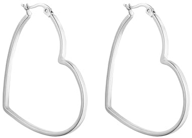 PURELEI Orecchini Big Love (oro, argento, oro rosa), impermeabili, a forma di cuore, in acciaio inox, regalo per donne, 44,5 x 42 mm, Acciaio inossidabile