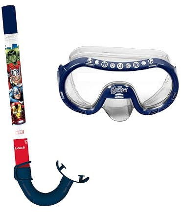 Arditex Set de plongée pour enfant avec masque et tube Avengers Marvel - Masque réglable 14 x 20,5 x 11 cm, tube de 33 cm, à partir de 3 ans, débuter au snorkeling cet été
