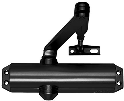 TESA DC120 DC120-1-D9005 cierrapuertas, EN 4, para puertas hasta 80 kg, brazo articulado, para puertas cortafuegos, acabado Negro RAL 9005, control de cierre regulable, golpe final ajustable