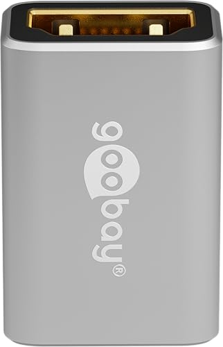 goobay 72008 Adaptateur HDMI Femelle vers HDMI Femelle 48 Gbits 8 K @ 60 Hz et 4 K @ 120 Hz HDMI Femelle vers HDMI Femelle 48 Gbits Adaptateur d'extension HDR, Arc, plaqué Or