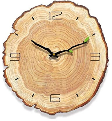 TOTIKI Horloge Murale Horloge Murale Créative Nordique Salon Chambre Bureau Silencieux Anneau Annuel en Bois Horloges Murales d'art Horloge Salon(B)