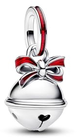 PHCLASY Campana Navideña Charms Navidad Abalorios Colgantes de Familia Compatible Pulsera & Collar Regalos de Joyas Para Mujeres 925 Plata Esterlina