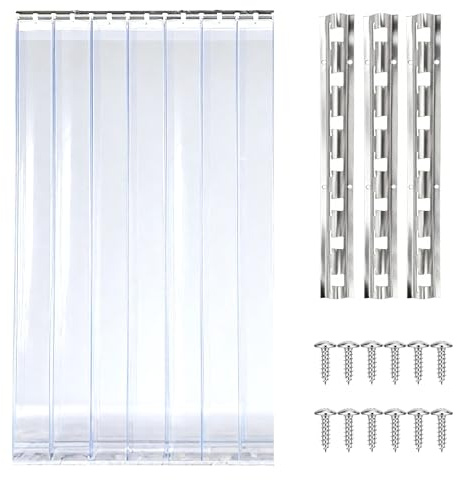 bimiti Lot de lamelles en PVC - 105 x 200 cm - Transparent - Coupe-vent - Imperméable - Pour chambre, magasin, supermarché, réfrigérateur