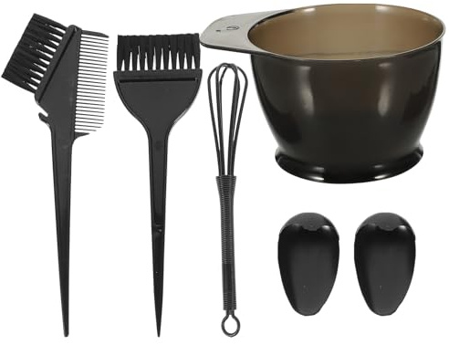 NUOBESTY Hair Dye Tool Kit with Brush, Bowl, Comb, Ear Cover Portable and Washable 5pcs Plastic Hair Coloring Set for Professional Salon Hairdressing and Home Use