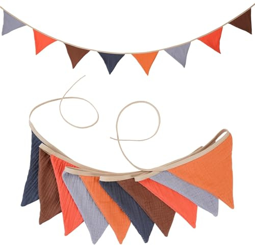 JANXELNOVA 2,6 M tyggarland med 10 triangelvimpelflaggor for hem-, fest- och karnevalsdekorationer part banner födelsedag banner bröllop(Color9)