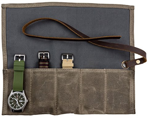 BARTON WATCH BANDS Canvas Watch Roll Travel Case - Waxed Canvas Watch Pouch & Band Storage - Ideal for Travelling or Home Use, Carrier Case & Travel Roll.