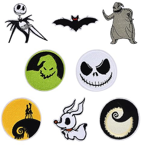 Volumoon 8pcs Parches Bordados, Parches Termoadhesivos Ropa, Parches de Costura Infantiles, Parches de Planchado, Pegatinas Termoadhesivos Halloween Adultos, para Ropa Camiseta Bolsas Sombrero Diy