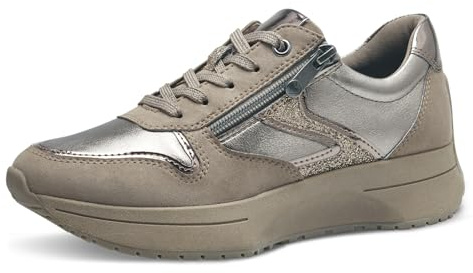 Marco Tozzi Sneaker da Donna con Plateau, con Lacci, Tempo Libero, Tortora Comb, 39 EU