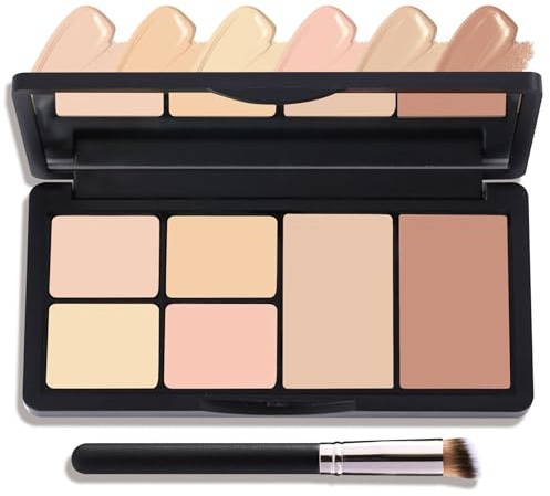 6 Colors Correcting Concealer Palette,Contouring Highlighting Concealer Palette Makeup Kit with Brush,Foundation Makeup Cream Contour Palette for Conceals Dark Circles,Blemish(02#)