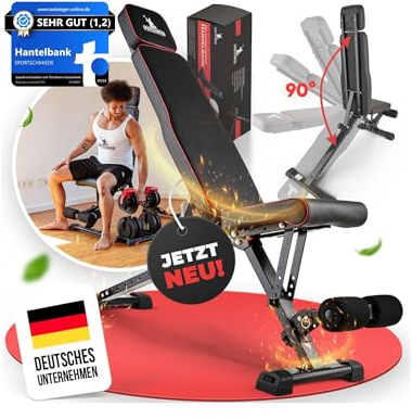SPORTSCHMIEDE Hantelbank Klappbar Verstellbar, Multifunktions Trainingsbank Schrägbank, Sportgerät für zu Hause, Bench, Fitnessbank - Bankdrücken Krafttraining Muskeltraining Kraftsport - JETZT NEU!