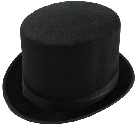 Hut aus Filz, Satin, rund, mit Satinband, für Erwachsene und Kinder (Schwarz, Erwachsene (56-58 cm))