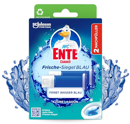 WC-Ente Frische-Siegel Nachfüller, körbchenloser WC-Reiniger, WC Duft, Azure Lagoon, 2 Nachfüller (2 Stück)