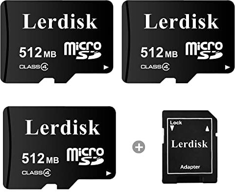 Lerdisk Factory - Tarjeta Micro SD de 512 MB, paquete de 3 pulgadas, pequeña capacidad para archivos pequeños, no apto para cámara, teléfono (no GB, 1 GB = 1024 MB)