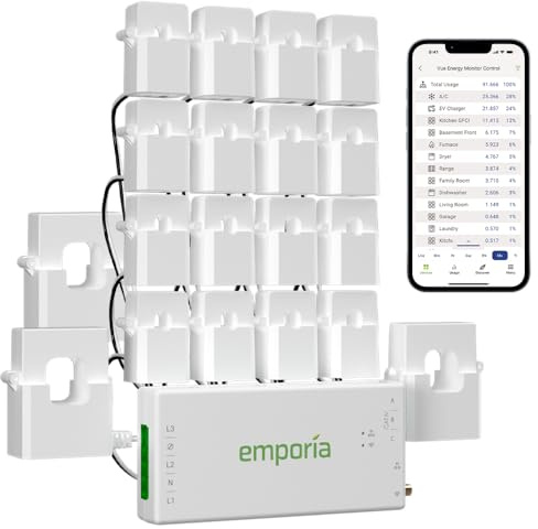 Emporia Vue 3 Monitor Intelligente di Energia Trifase – Dispositivo per Automazione Casa o Azienda con Monitoraggio in Tempo Reale, Contatore di Energia, Compatibile con Solare e Net Metering