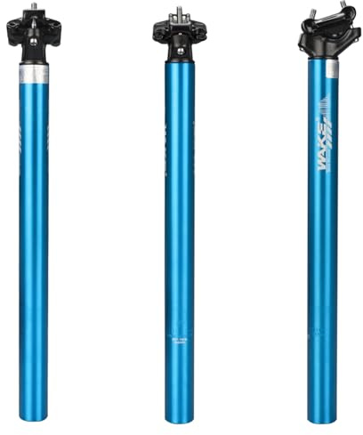 Wake Bike Tige de Selle de vélo en Alliage d'aluminium 27,2 mm, 30,9 mm, 31,6 mm, 400 mm, pour VTT, vélo de Route, BMX (Bleu, 31,6 mm)