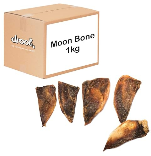 Drool Pet Products | 100% Natural Air-Dried Beef Moon Bones for Dogs | High-Protein Grain Free Chews Supporting Dental Health | 1kg