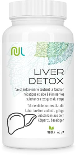 Liver Detox - 60 Gélules Végétales - Chardon-Marie, Curcuma, Pissenlit et Vitamine C - Complément Alimentaire pour Le Foie - Fabriqué en Europe - Sans Gluten ni Lactose - Nutri Life
