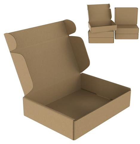 XMTECH 20 stycken hopfällbara lådor fraktkartong platt kartong 20 x 15 x 5 cm, förpackningslådor perfekt för frakt av små varor