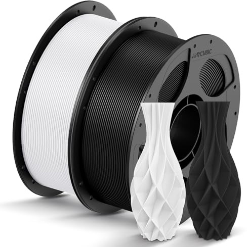 ANYCUBIC Filamento PLA 1,75 mm, Filamento PLA per Stampante 3D, Confezione Sottovuoto, Identificazione Intelligente per Stampa Intelligente, Nero+Bianco, 2KG