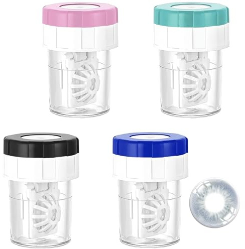 ZXNJA 4 Stück Kontaktlinsenbehälter Kontaktlinsendose Kontaktlinsenbehälter Mit Katalysator Linsenbehälter Kontaktlinsen Aufbewahrung Und Reinigungsmaschine Kontaktlinsen Behälter Für Täglichen