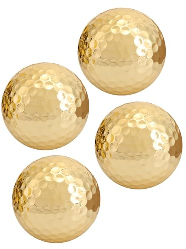 BuyWeek Pelotas de Golf Dorada, 4 Piezas Bolas de Golf de Caucho Pelota de Golf para Entrenamiento de Ejercicios de Swing