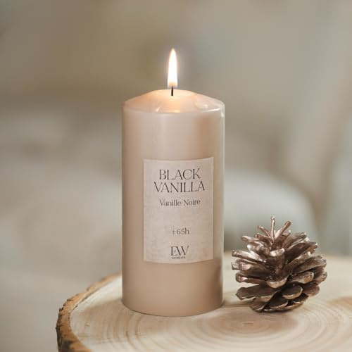 Marco Paul Scented Candle Gift Set Tea Light Small Long Burning Candles 30 Hour Burning Candle Sets Ornament Centrepiece Wedding Party Gifts (Large Pillar Candle, Black Vanilla)