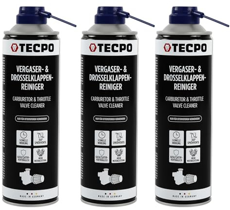 TECPO Limpiador de carburadores y válvulas de mariposa, 3 x 500 ml, disolvente AGR, limpiador de válvulas de carburador, inyectores, limpiador de boquillas